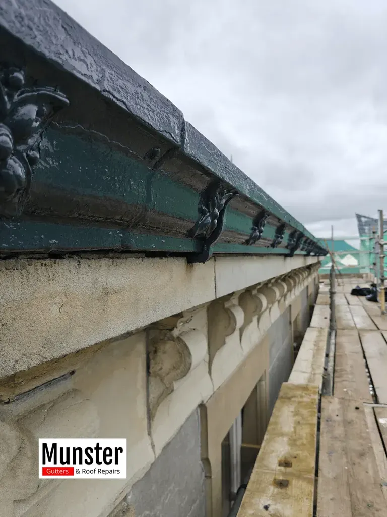 Restored black cast-iron gutters by Munster Gutters